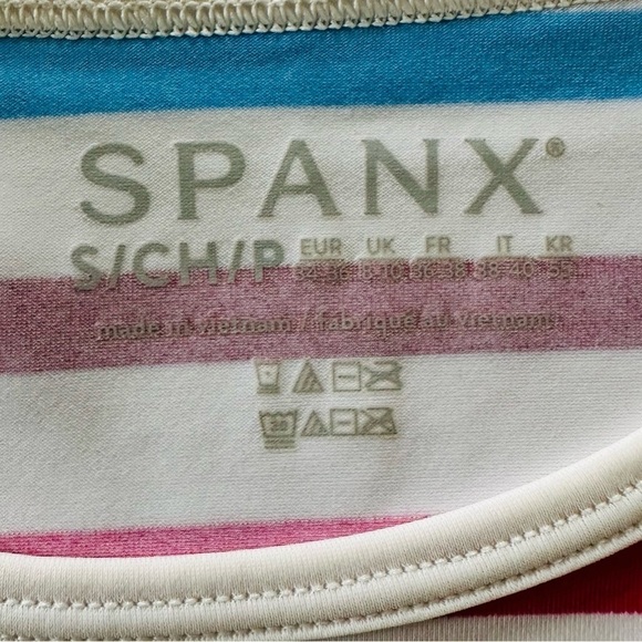 SPANX OCEAN STRIPES HIBISCUS RASH GUARD SWIM SHIRT SIZE SMALL - Picture 6 of 9